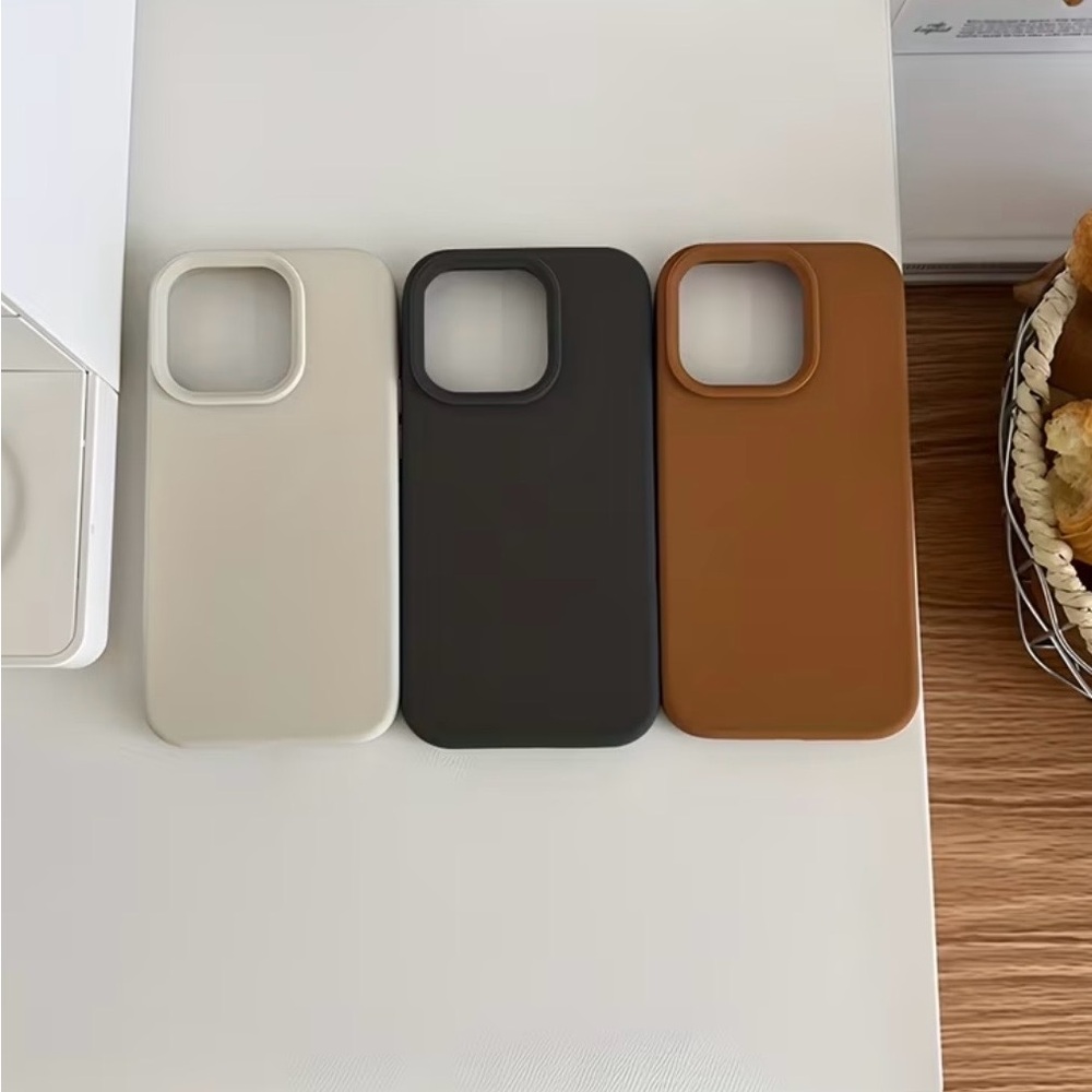 iPhone Phone Cases Set of 3 Minimalist Brown Ivory Black Shockproof TPU